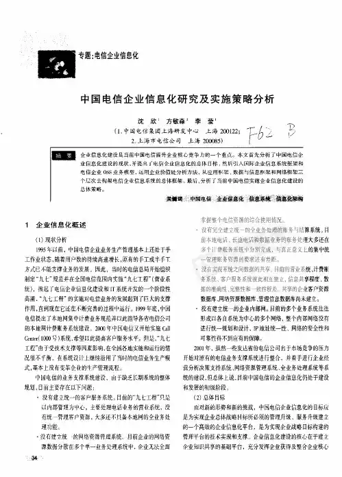 中国电信企业信息化研究及实施策略分析