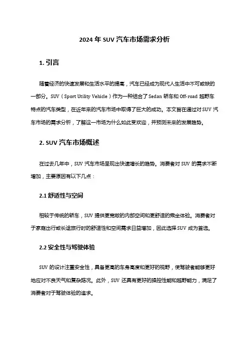 2024年SUV汽车市场需求分析