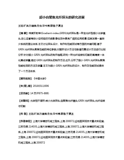 超小自聚焦光纤探头的研究进展