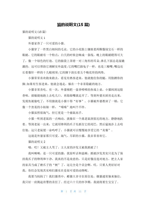 猫的说明文(15篇)_1
