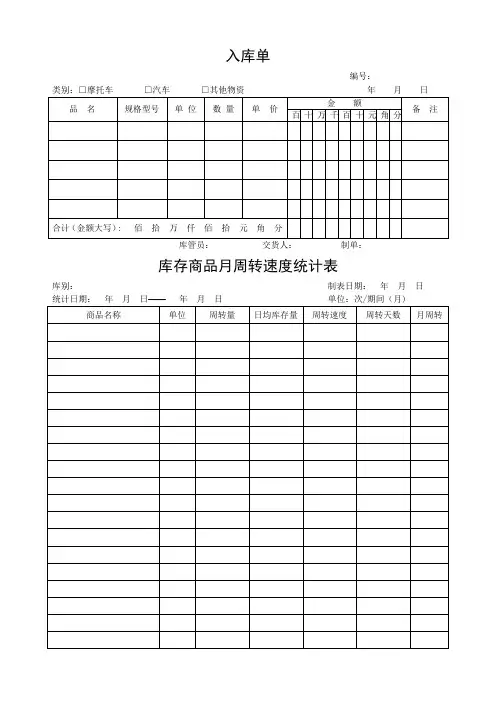 仓库管理表格大全汇总-最新的仓库出入库EXCEL表格