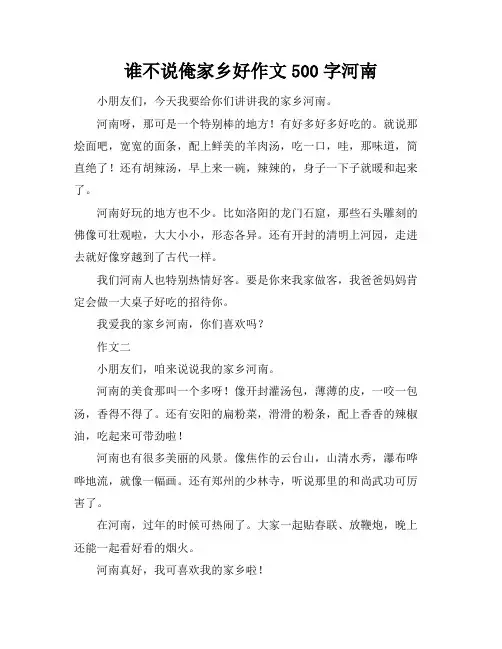 谁不说俺家乡好作文500字河南