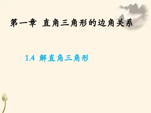 北师大版 九年级 数学下册 1.4 解直角三角形 课件(13张ppt)