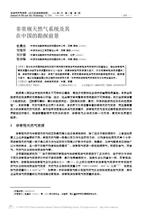非常规天然气系统及其在中国的勘探前景