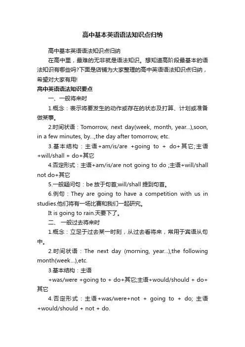 高中基本英语语法知识点归纳