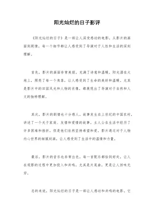 阳光灿烂的日子影评