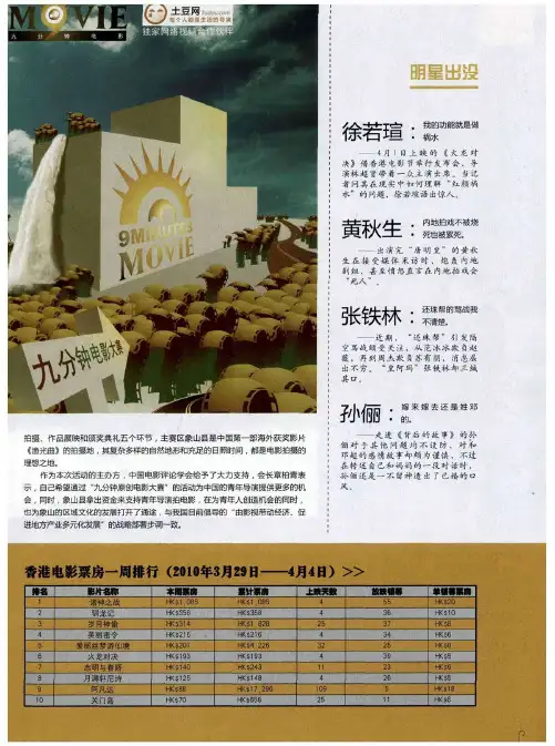 香港电影票房一周排行(2010年3月29日——4月4日)