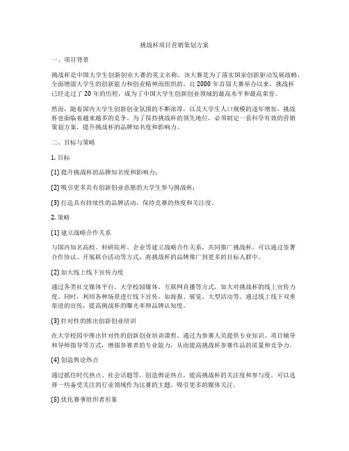 挑战杯项目营销策划方案