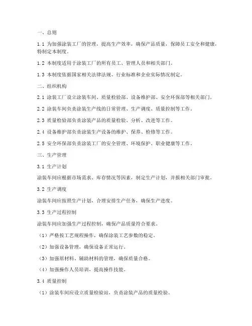 涂装工厂管理制度