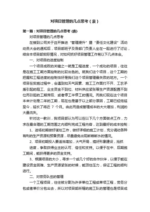对项目管理的几点思考（袁）
