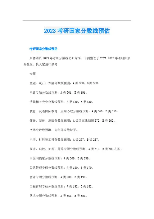 2023考研国家分数线预估