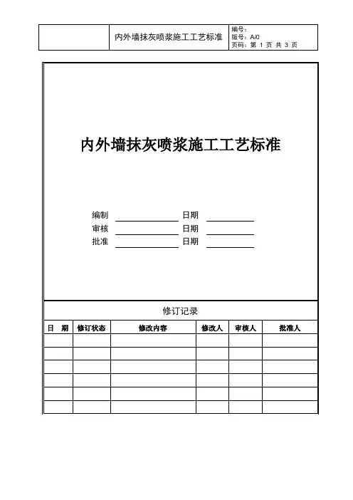 内外墙抹灰喷浆施工工艺标准
