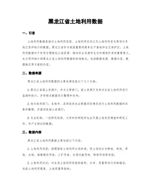 黑龙江省土地利用数据