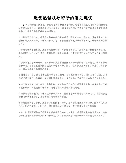 选优配强领导班子的意见建议