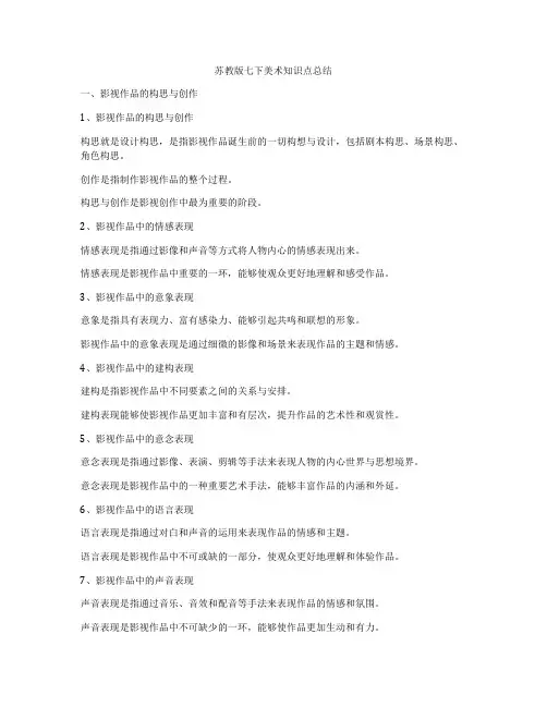 苏教版七下美术知识点总结