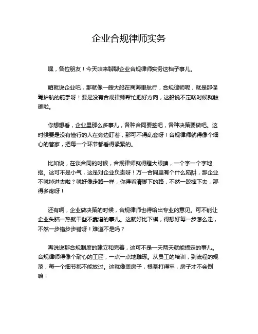 企业合规律师实务