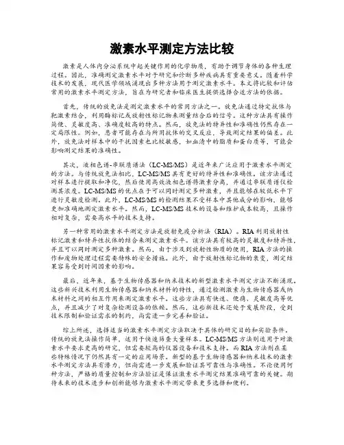 激素水平测定方法比较