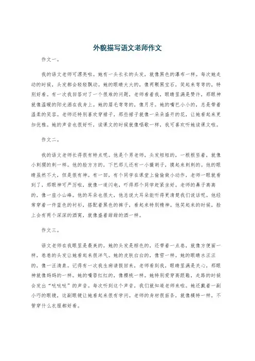 外貌描写语文老师作文