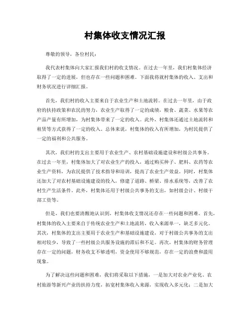 村集体收支情况汇报