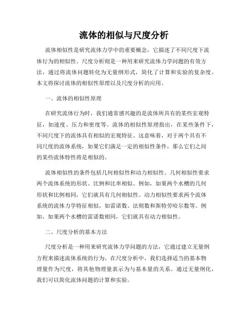 流体的相似与尺度分析