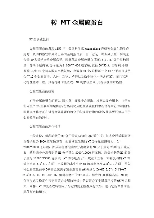 转MT金属硫蛋白