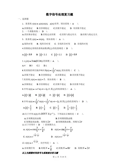 (完整版)数字信号处理题库(附答案)