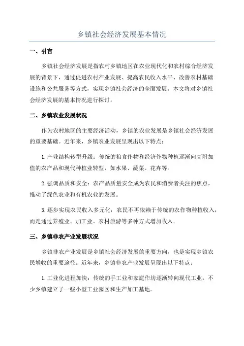 乡镇社会经济发展基本情况