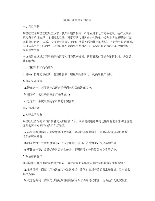 阿里旺旺营销策划方案