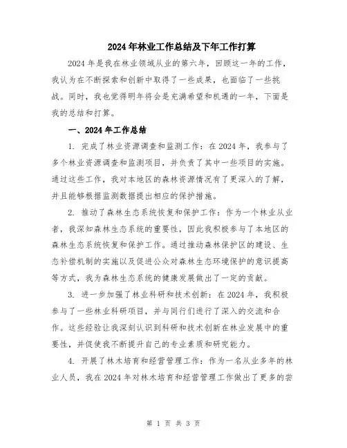 2024年林业工作总结及下年工作打算