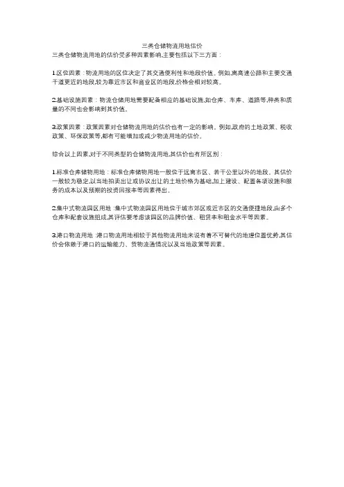 三类仓储物流用地估价