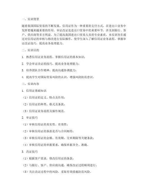 审证改证的实训报告