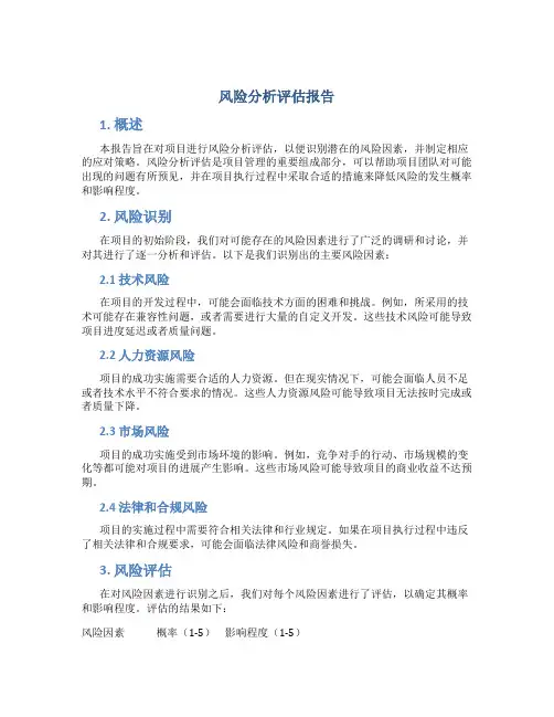 风险分析评估报告