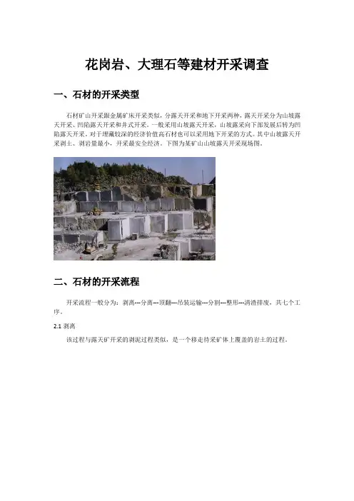 花岗岩、大理石等建材的开采调查