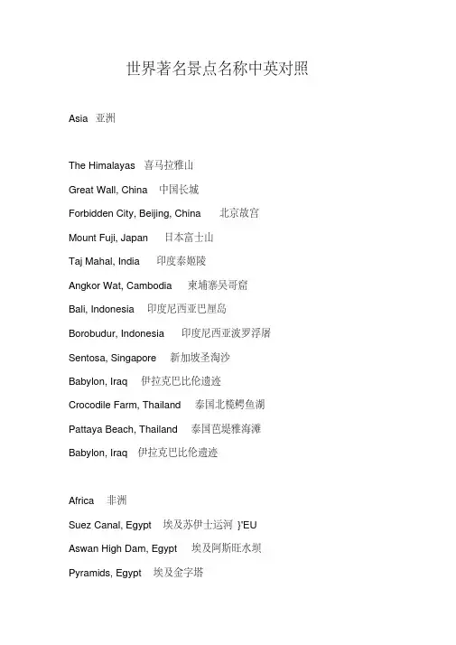世界著名景点名称中英对照(20200625075005)