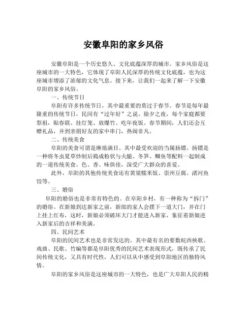 安徽阜阳的家乡风俗