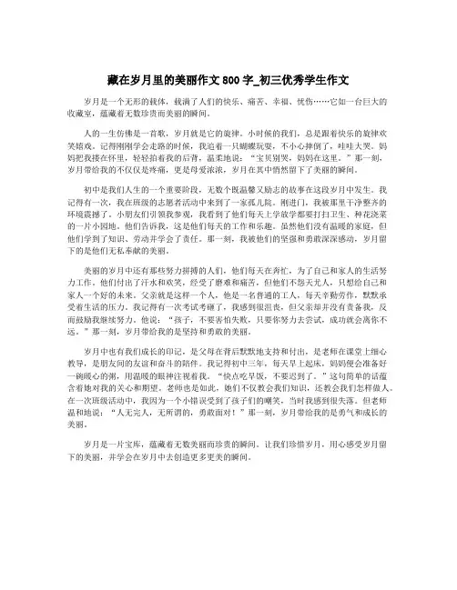 藏在岁月里的美丽作文800字_初三优秀学生作文