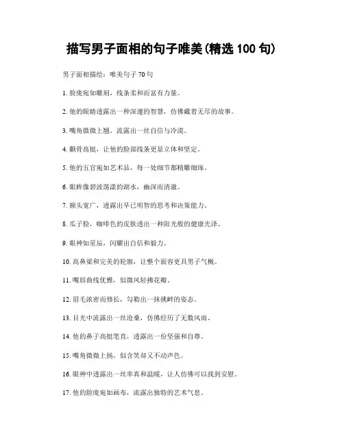 描写男子面相的句子唯美(精选100句)