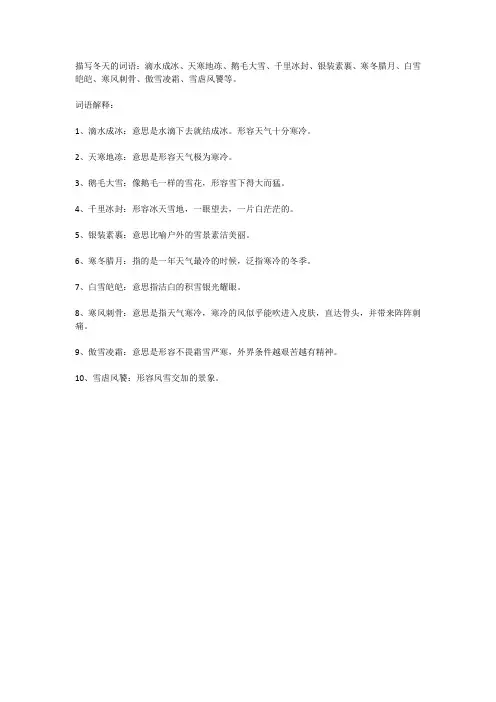象征冬天的词语