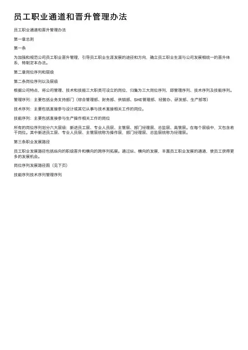 员工职业通道和晋升管理办法