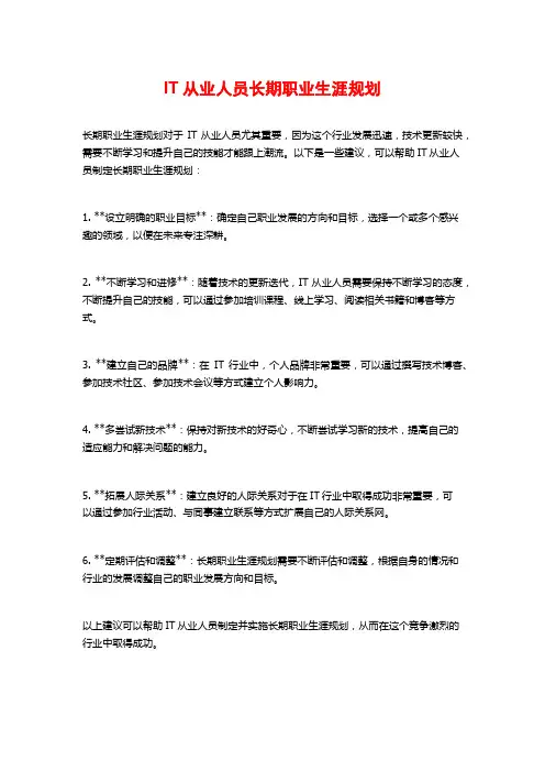 IT从业人员长期职业生涯规划