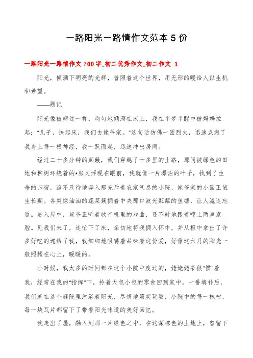 一路阳光一路情作文范本5份
