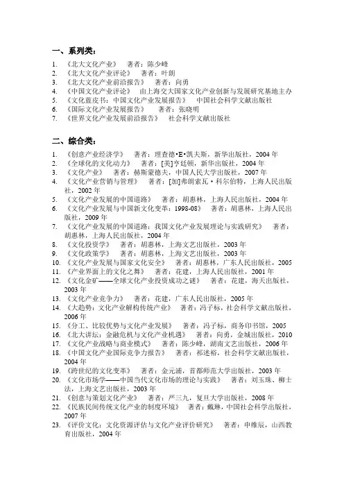 文化产业管理专业参考书目整理
