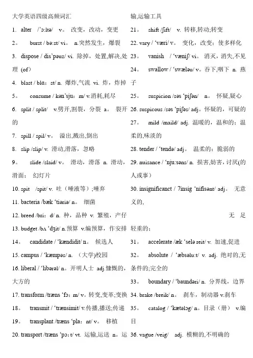 2017年--英语四级高频词汇(带音标)