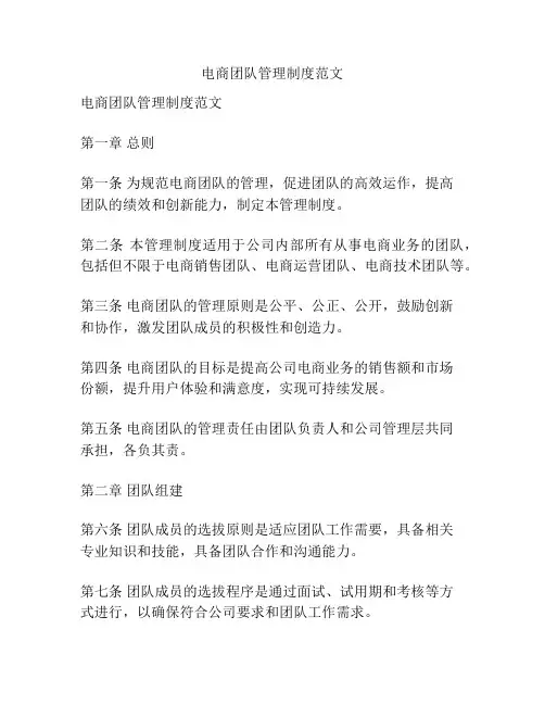 电商团队管理制度范文