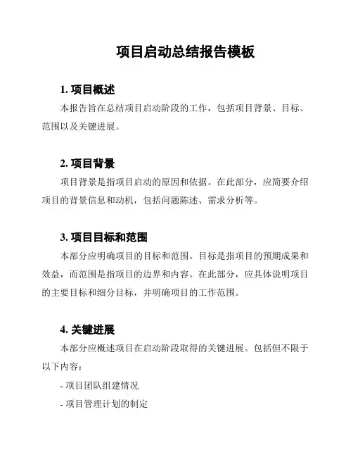 项目启动总结报告模板