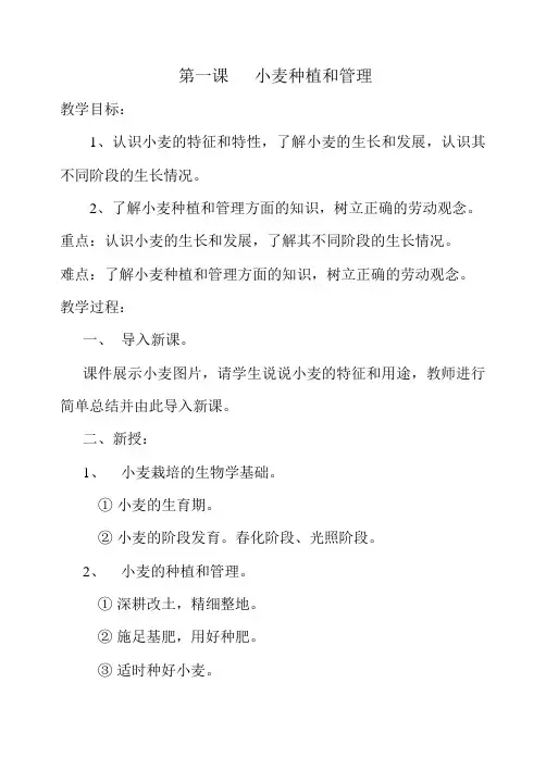 第一课   小麦种植和管理