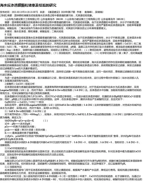 海水反渗透膜颗粒堵塞及结垢的研究