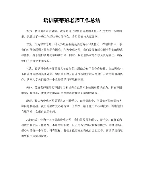 培训班带班老师工作总结