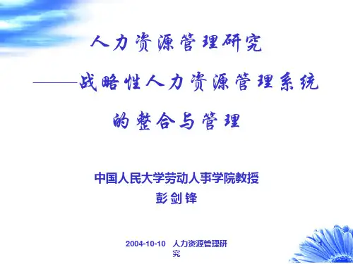 人力资源管理战略整合与管理