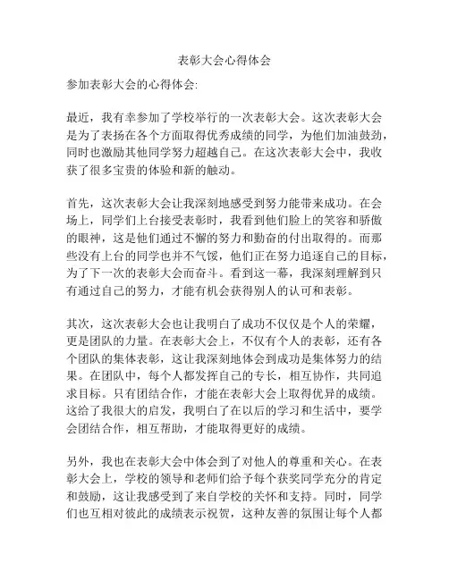 表彰大会心得体会